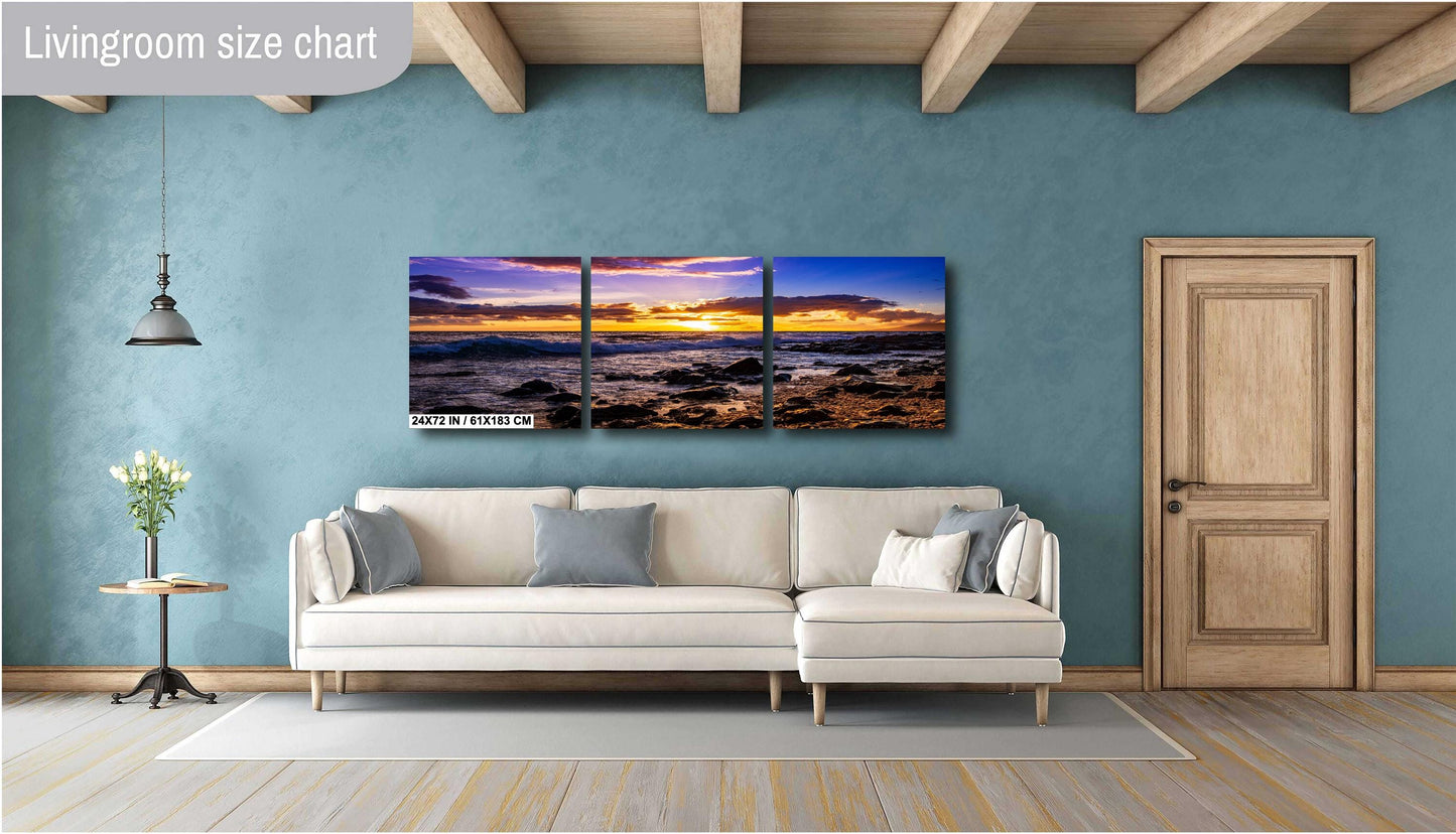 Maui Sunset Wall Art Print, Tropical Beach Landscape Décor for Living Room & Bedroom