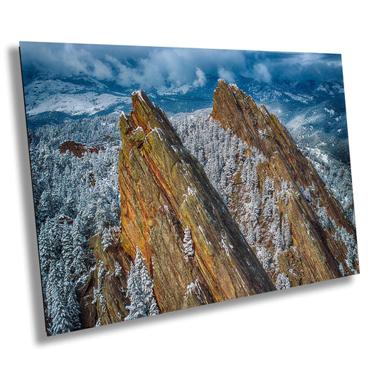 Flatirons Winter Wall Art - Colorado Mountain Decor | Ready to Hang Canvas Print