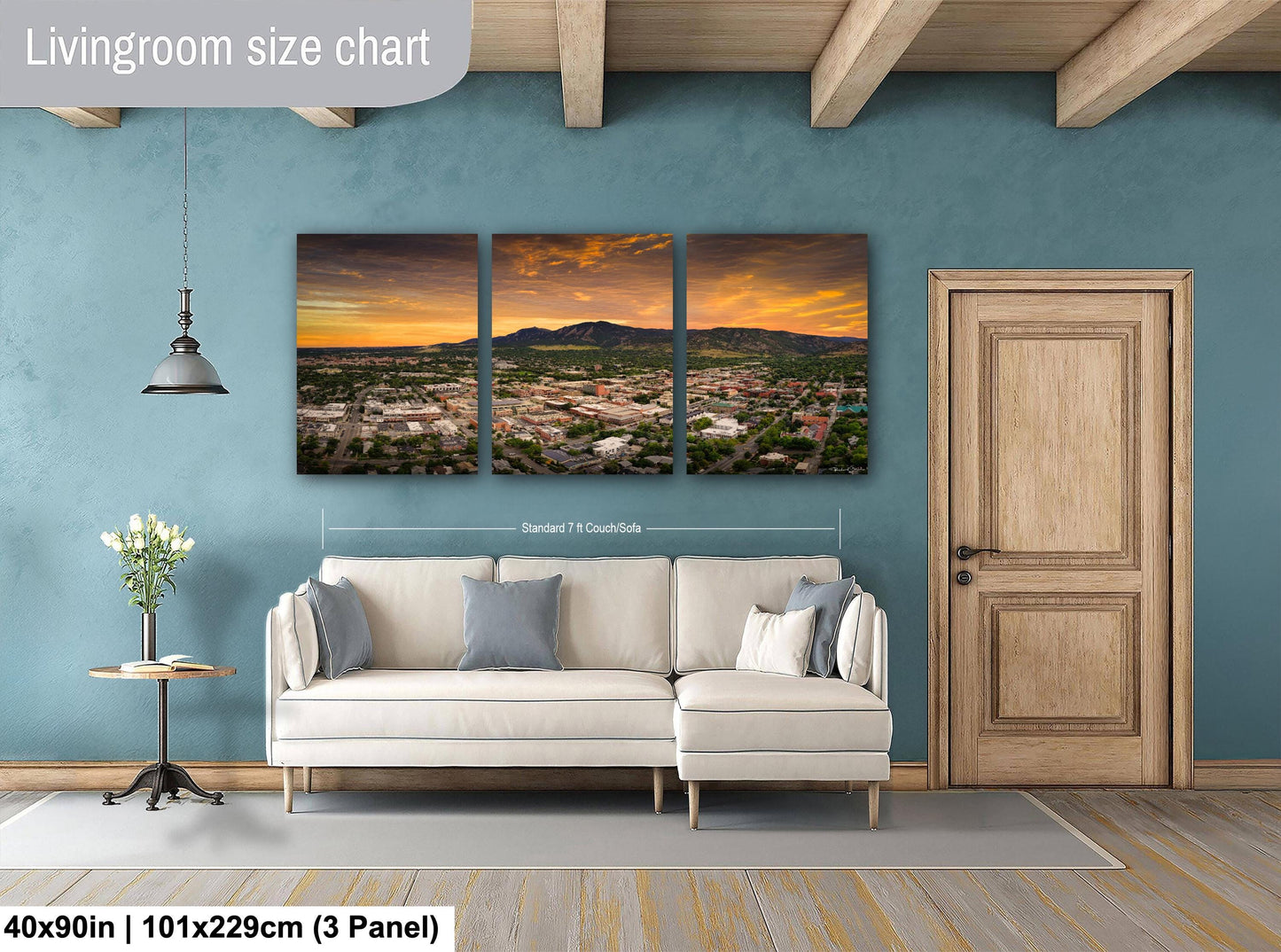 Boulder Wall Art – Modern Cityscape Print | Sunset Colors Decor Canvas