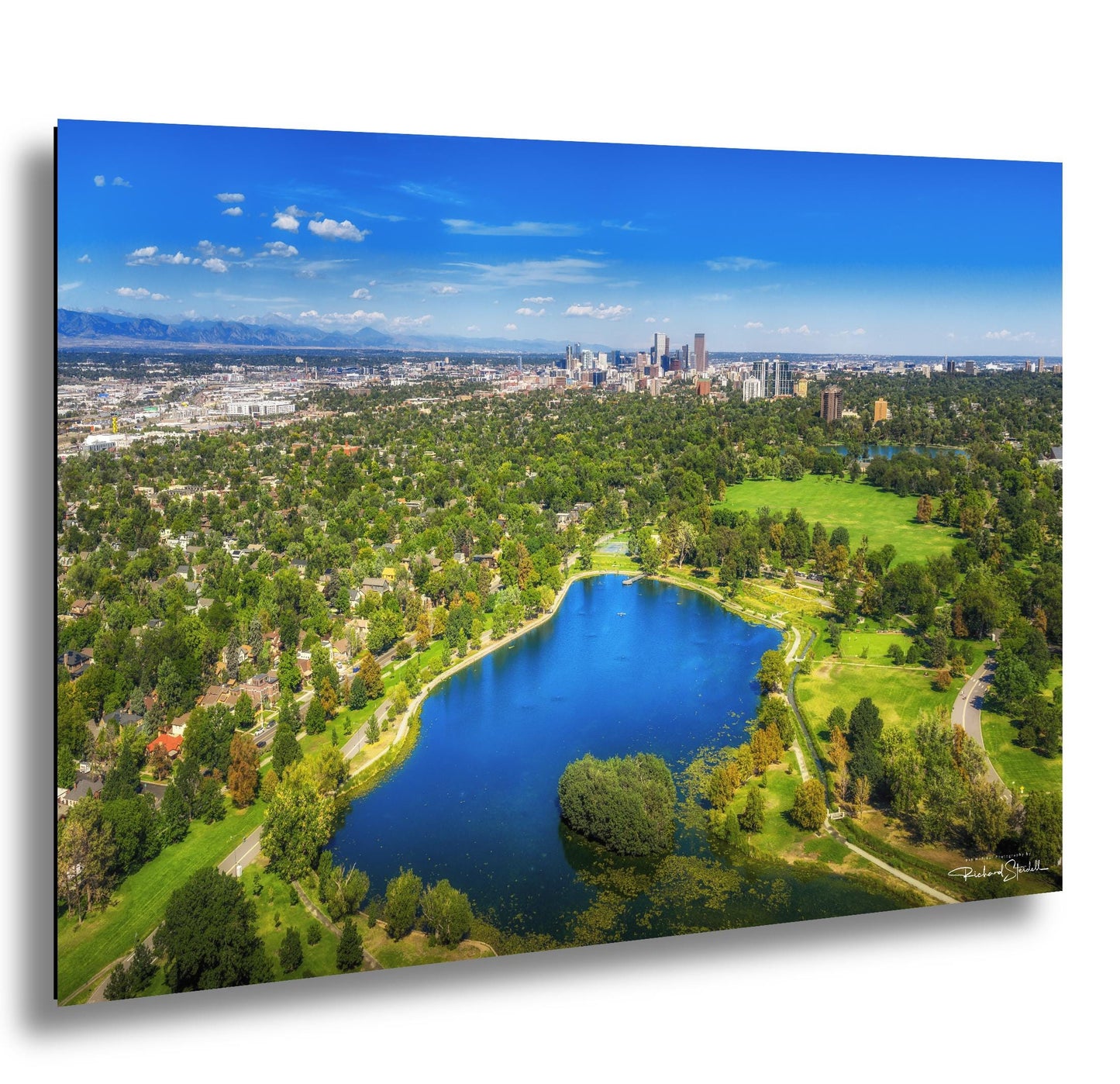 Denver Skyline Wall Art – Washington Park Urban Artwork Print on Canvas
