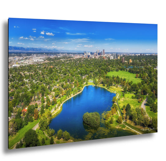 Denver Skyline Wall Art – Washington Park Urban Artwork Print on Canvas