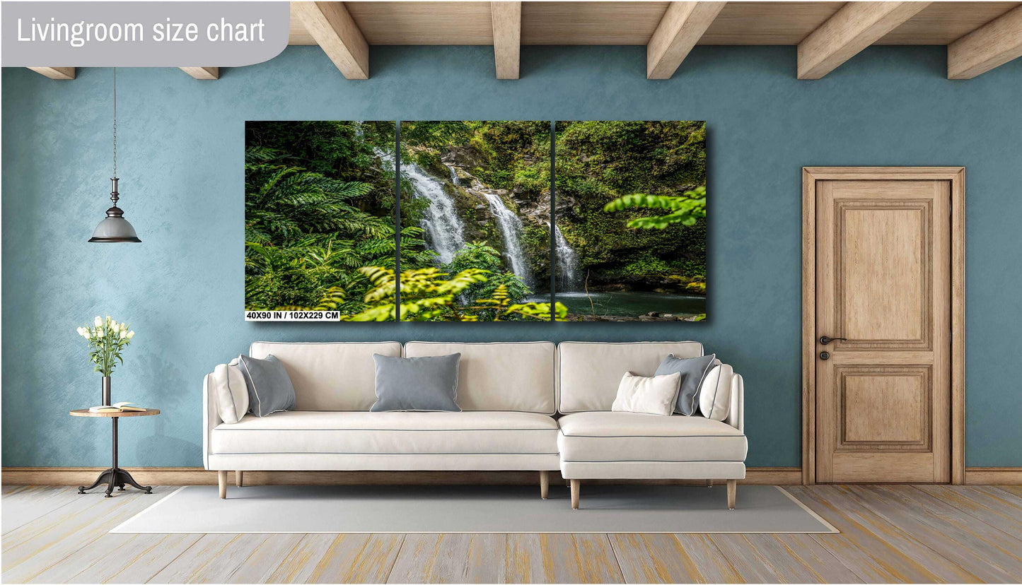 Maui Waterfall Wall Art – Hawaiian Tropical Print | Ready To Hang Canvas, Acrylic