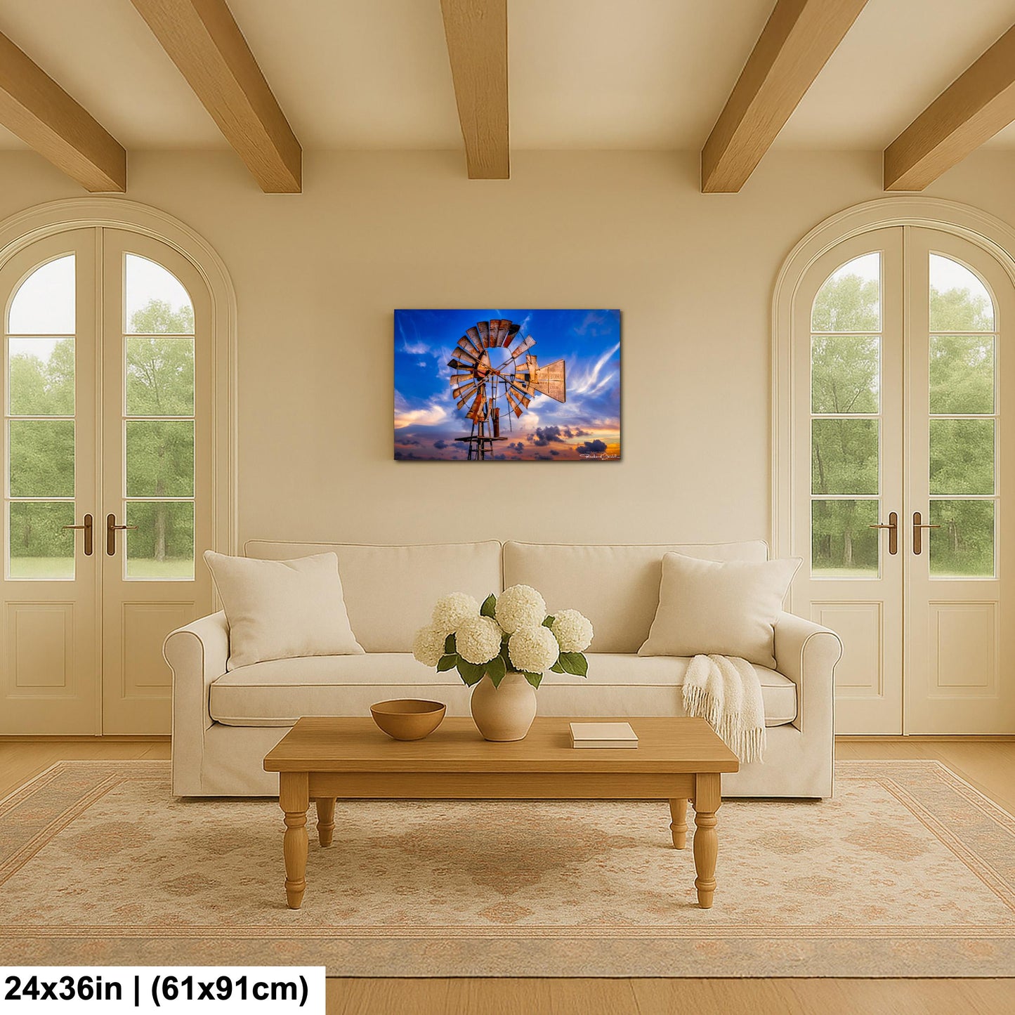 Rustic Windmill Wall Art, Farm Landscape Photography (Canvas, Metal or Print)