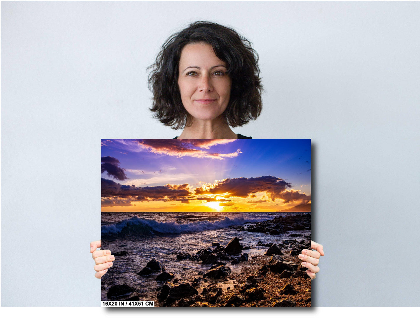 Maui Sunset Wall Art Print, Tropical Beach Landscape Décor for Living Room & Bedroom