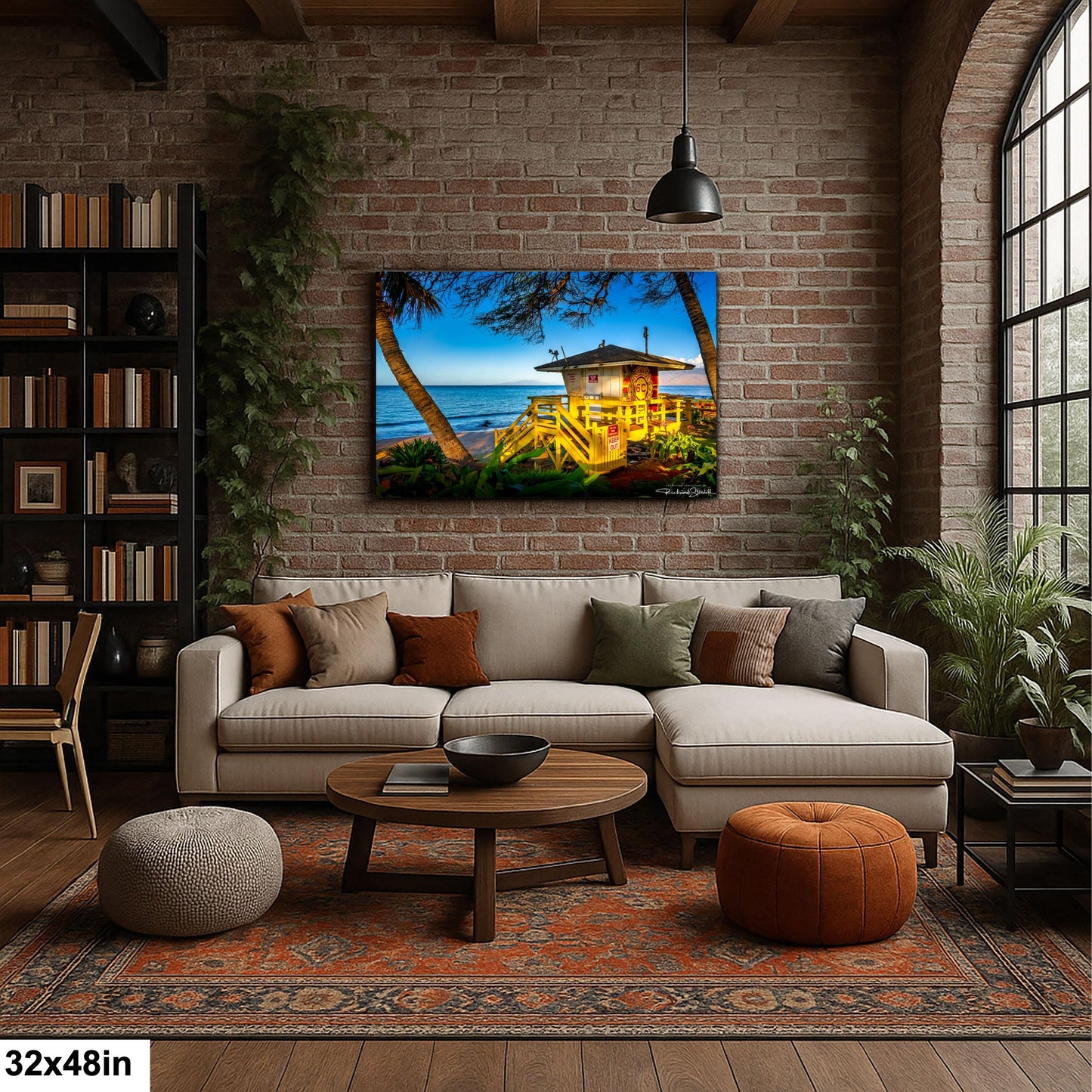 Maui Lifeguard Post Wall Art - Tropical Coastal Print | Ready to Hang Canvas