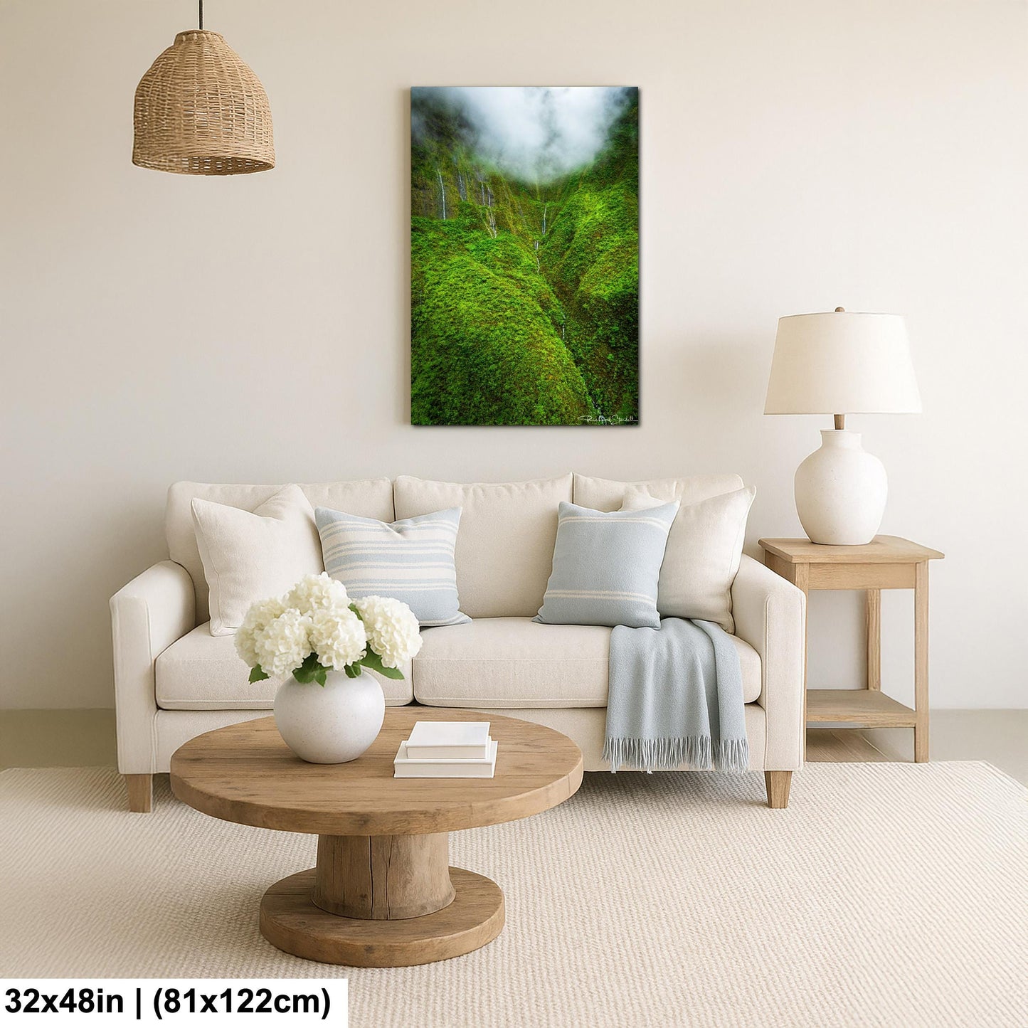 Hawaii Waterfall Wall Art: Tropical Hawaiian Jungle Landscape