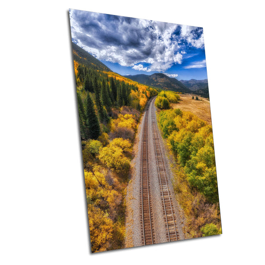 Railroad Wall Decor – Autumn Landscape Art | Rustic Train Canvas & Cozy Fall Vibes Gift