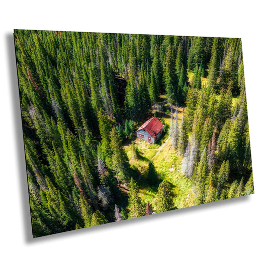 Cabin Aerial Photo Print - Colorado Wall Art | Rustic Cabin Decor Canvas
