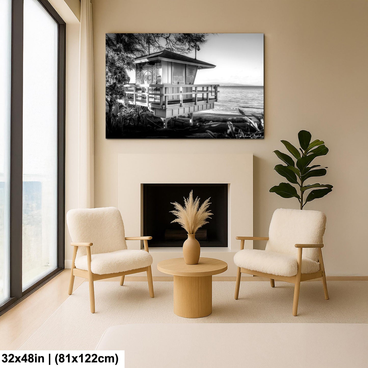 Maui Lifeguard Photo Print, Coastal Wall Art (Black & White)