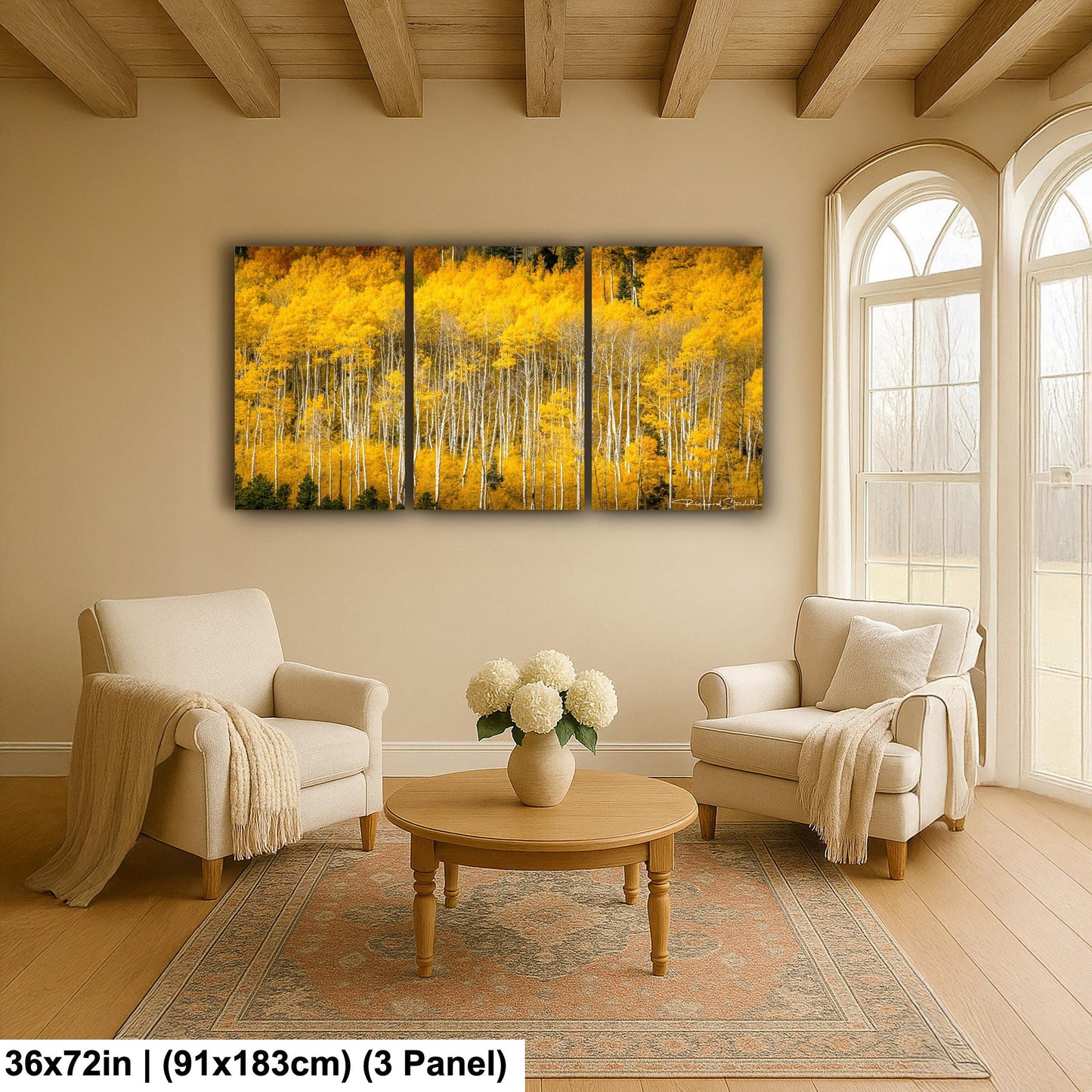 Colorado Aspen Tree Print - Rustic Autumn Mountain Wall Art With Golden Leaves