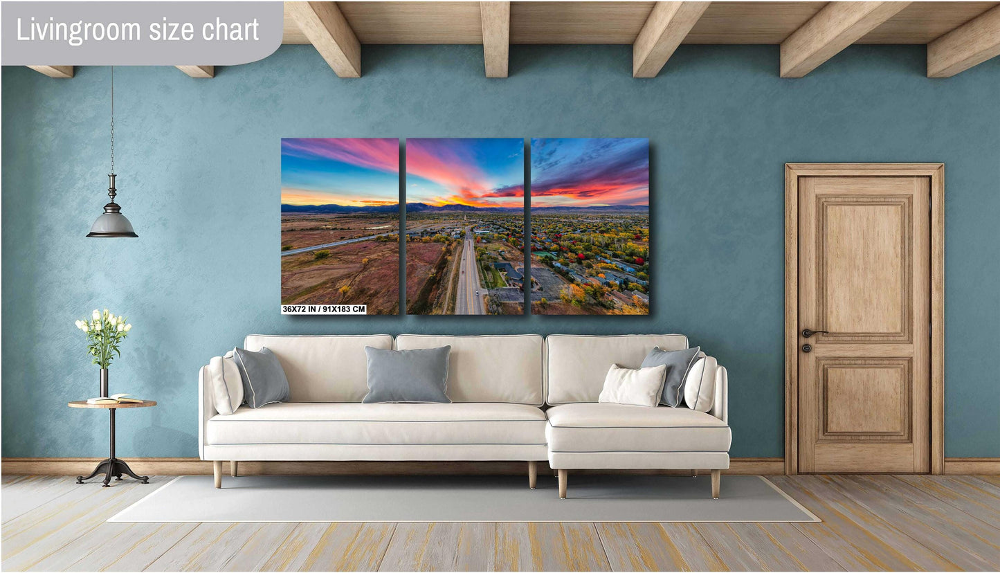 Boulder Sunset Wall Art – Flatirons Canvas Print | Autumn Mountain Decor