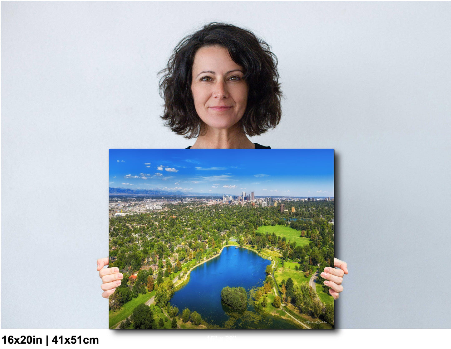 Denver Skyline Wall Art – Washington Park Urban Artwork Print on Canvas