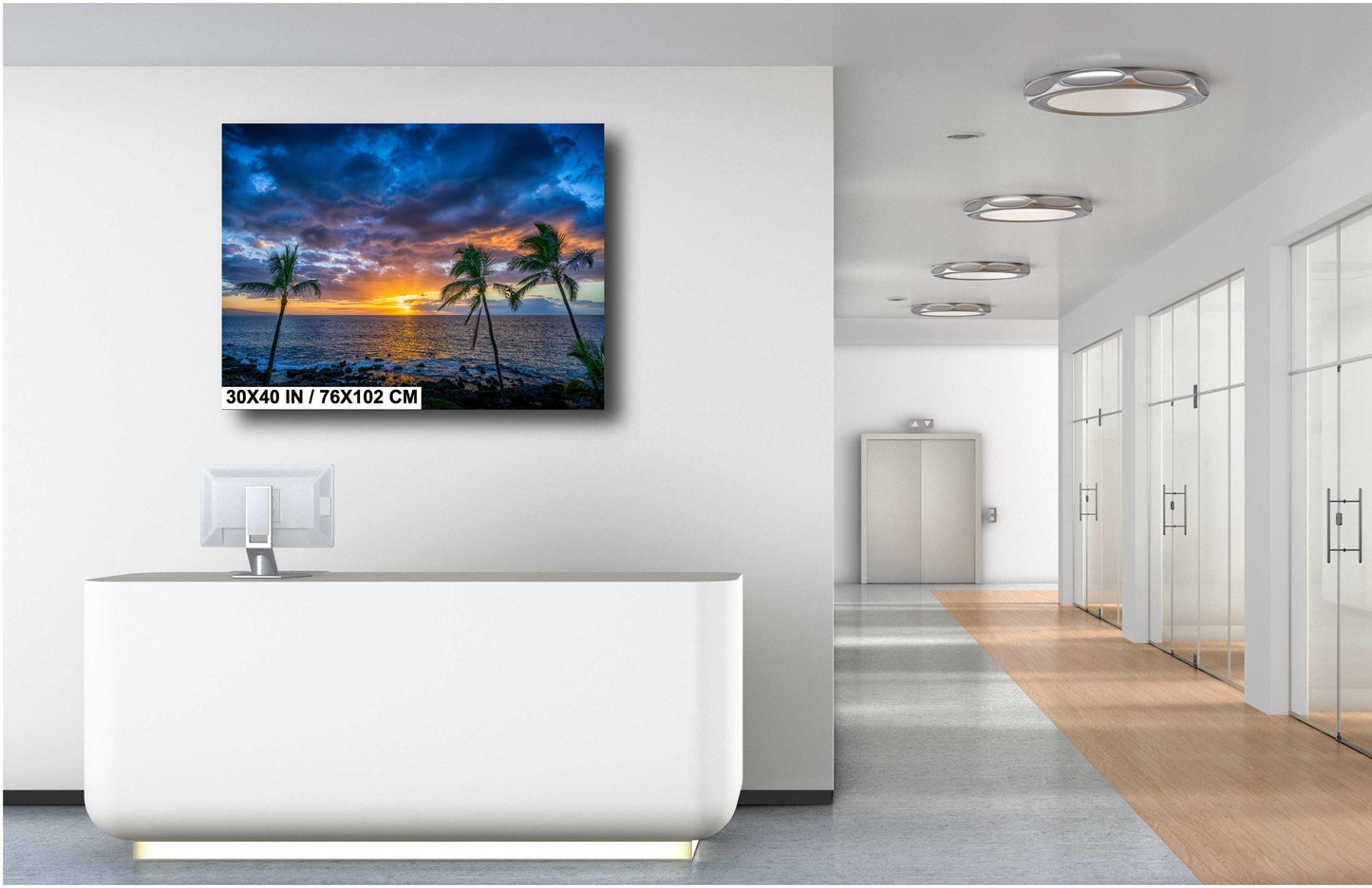Maui Sunset Photo Print – Hawaii Wall Art | Tropical Palm Canvas Decor