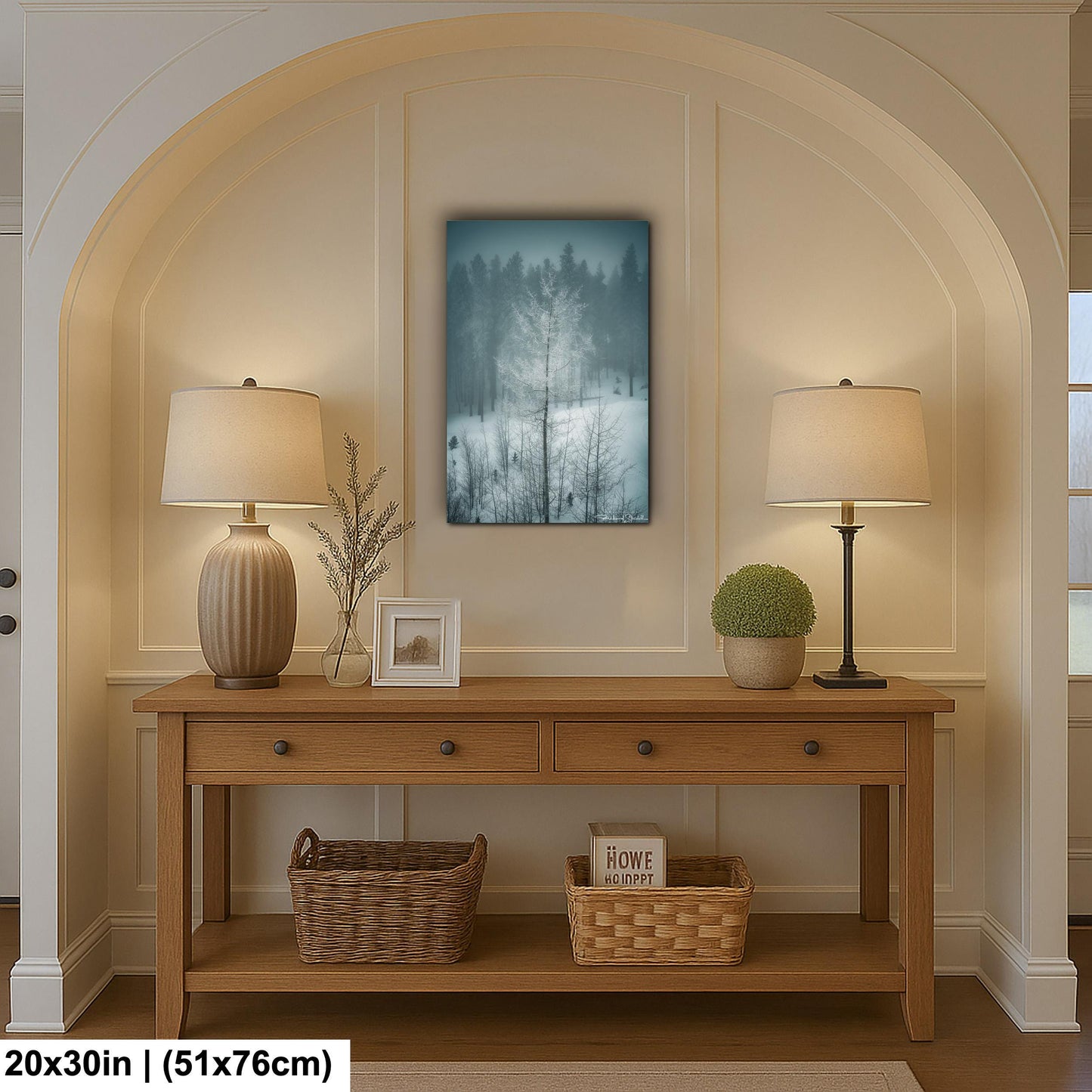 Winter Landscape Wall Art - Snowy Aspen Trees, Cozy Feel