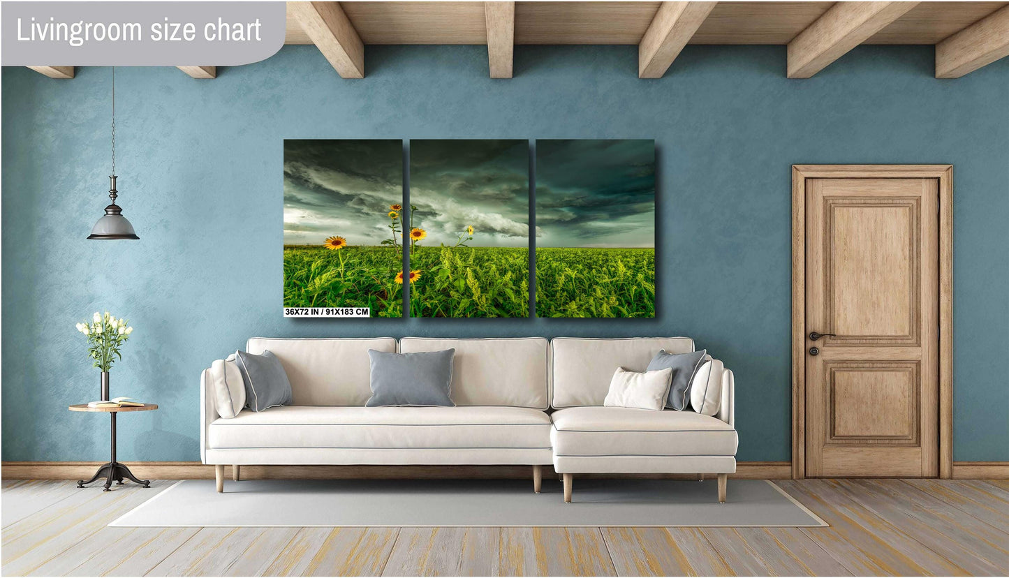 Stormy Sky Wall Art - Moody Landscape Print | Sunflower Wall Decor | Ready to Hang Canvas