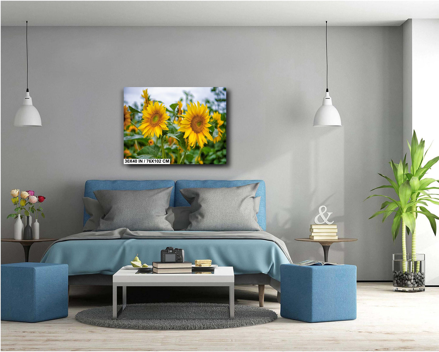 Sunflower Field Wall Art - Vibrant Yellow Sunflower Canvas Print | Rustic Farm Landscape