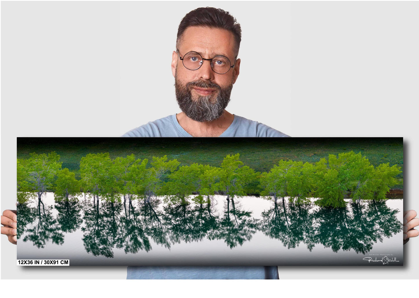 Lake Photo Wall Art – Serene Trees Lake Photograph With Tranquil Water Reflection