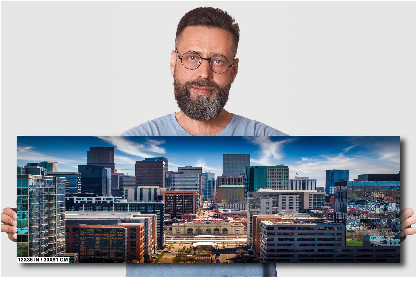 Denver Skyline Wall Art – Modern Cityscape Decor Featuring Union Station Print