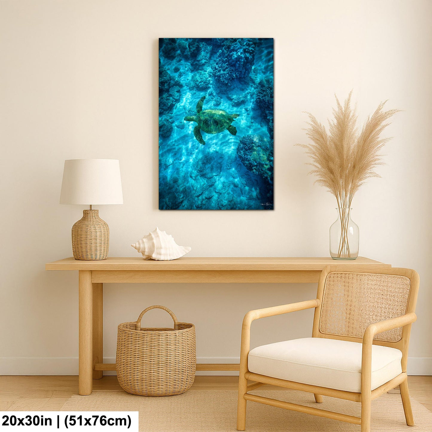Sea Turtle Wall Art: Maui Ocean View - Tropical Coastal Decor