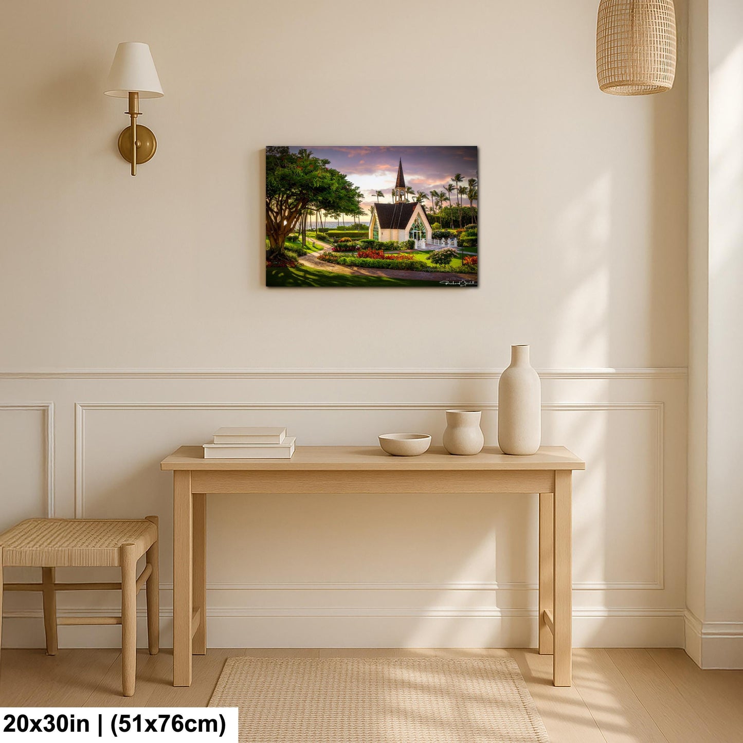 Wailea Chapel Maui Print, Tropical Sunset (Ready to Hang or Paper)