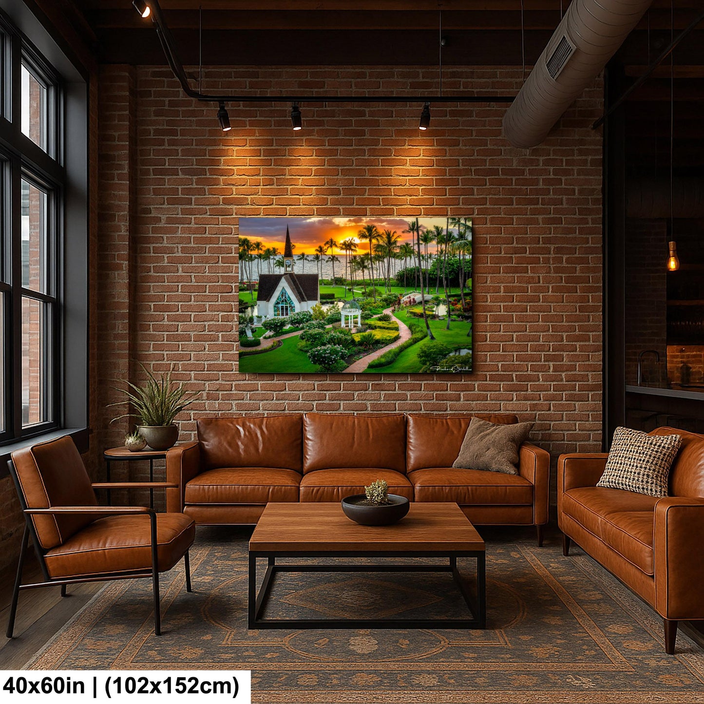 Wailea Chapel Maui Print - Tropical Sunset Art | Ready to Hang Canvas