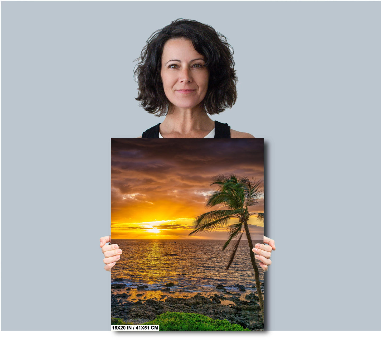 Maui Sunset Photo Print – Tropical Palm Tree Sunset Wall Art | Aluminum Metal Decor
