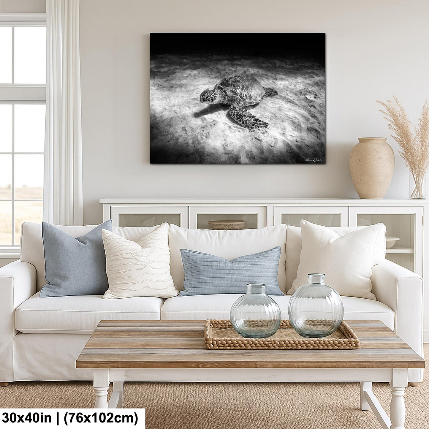 Sea Turtle Wall Art - Maui Ocean View | Tropical Coastal Decor Print