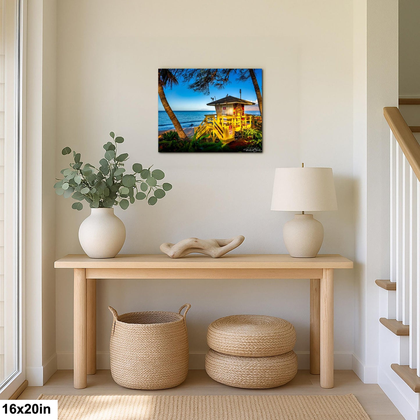 Maui Lifeguard Post Wall Art - Tropical Coastal Print | Ready to Hang Canvas