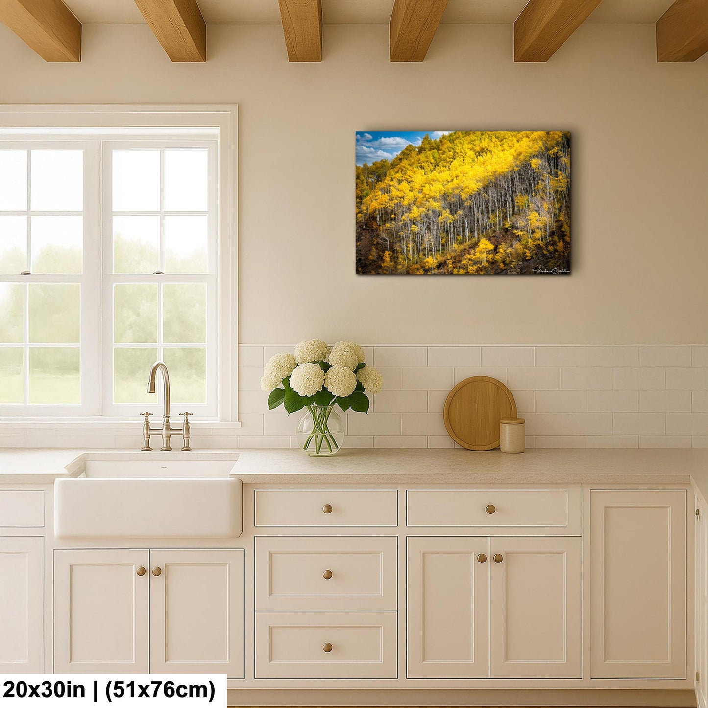 Colorado Aspen Tree Print - Rustic Autumn Mountain Wall Art With Golden Leaves