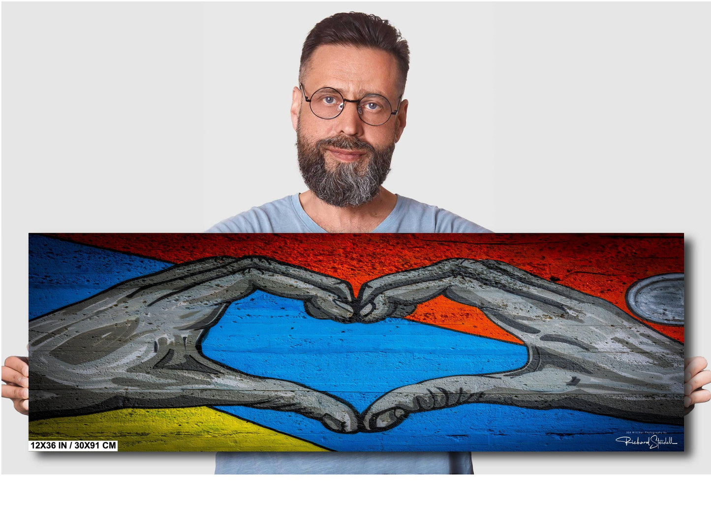 Heart Hands Street Art - Bold Urban Graffiti Print | Colorful Mural Photo Decor