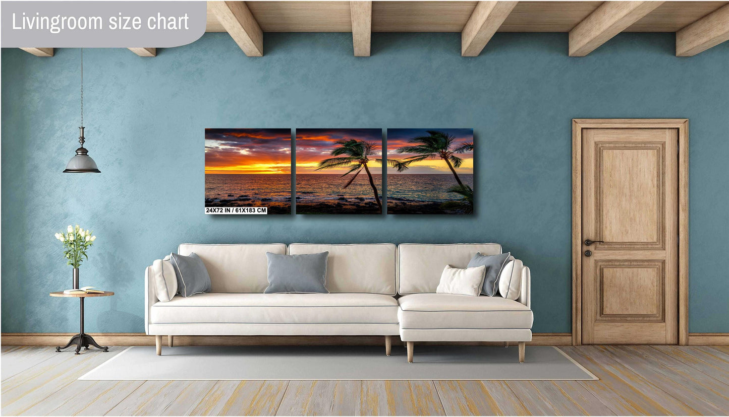 Maui Sunset Photo Print - Tropical Wall Art | Hawaii Metal Canvas Decor