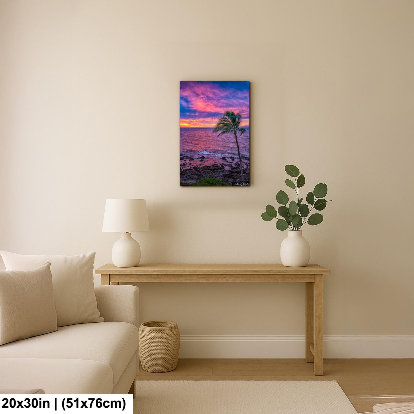 Maui Sunset Wall Art - Tropical Palm Tree Landscape