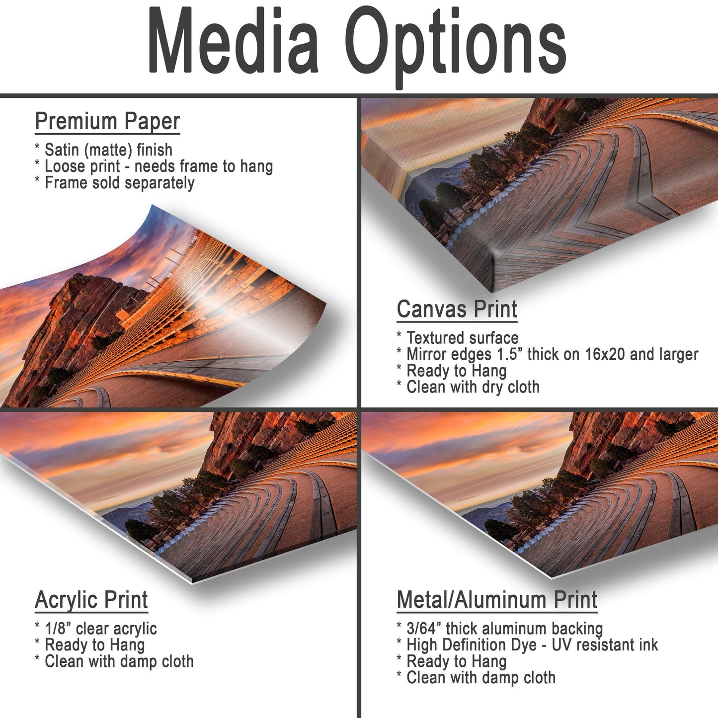 Red Rocks Wall Art - Colorado Landscape Print | Sunrise Photo Canvas & Metal Prints