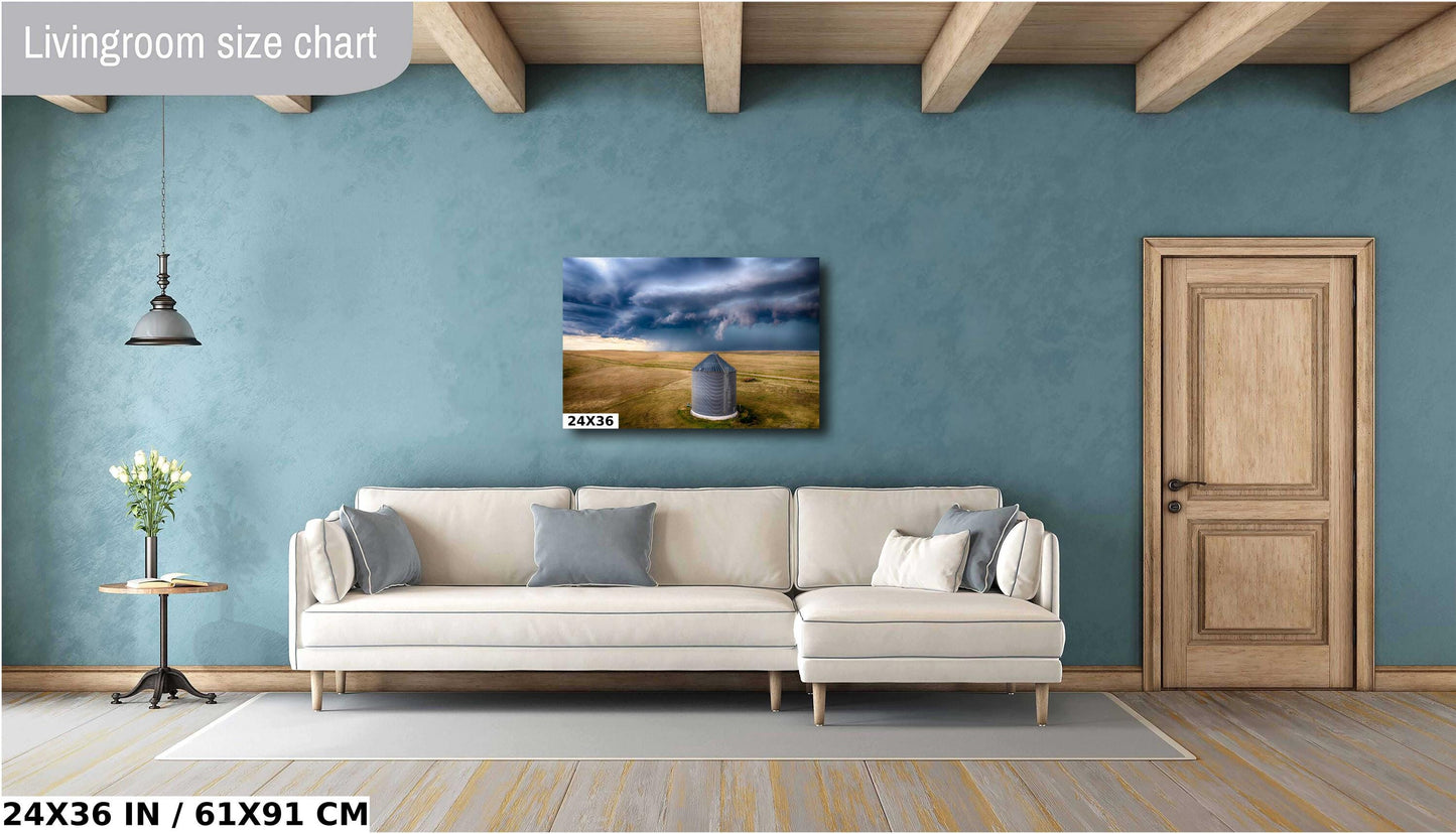 Storm Over Farm Print - Dramatic Landscape Art | Moody Sky Photography Canvas