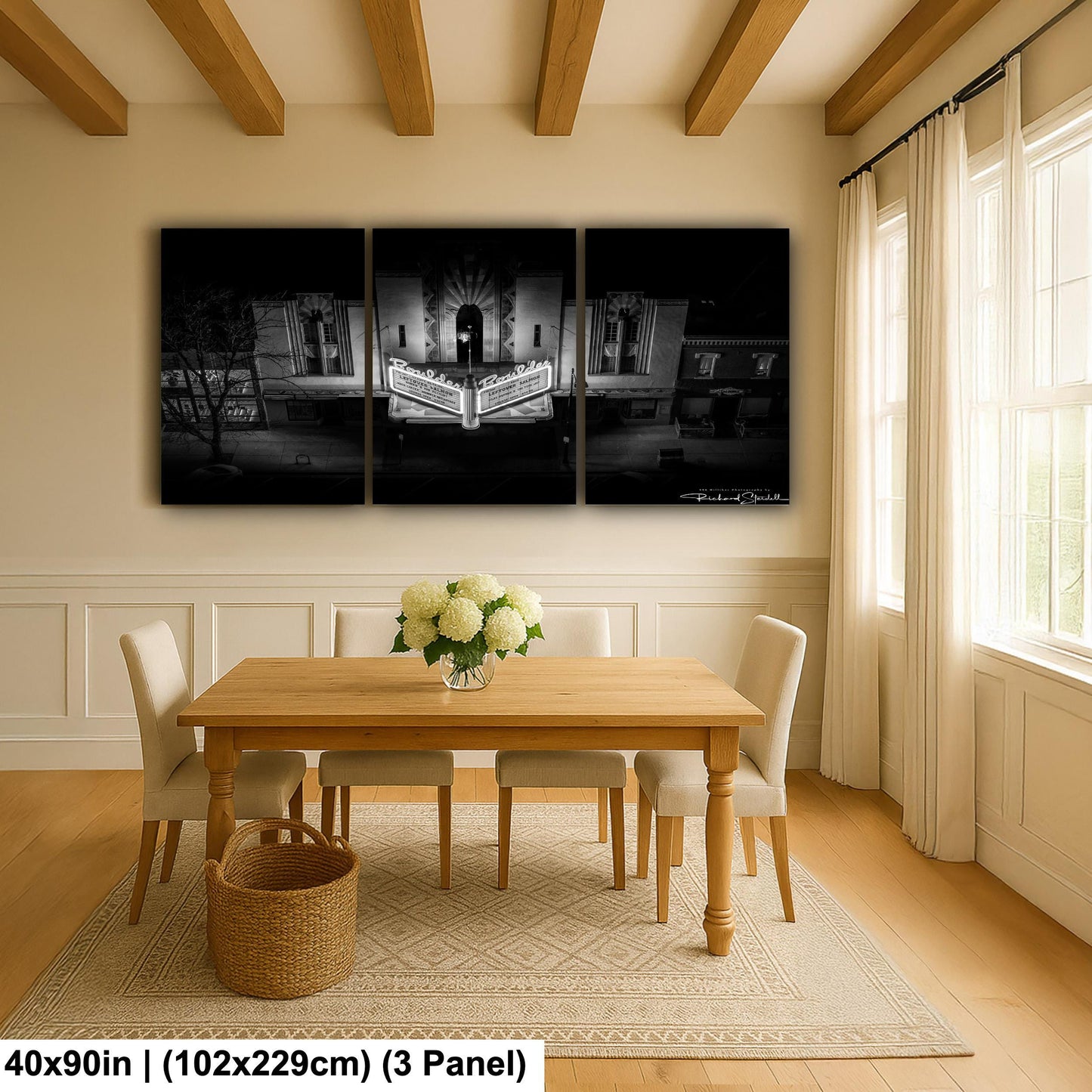 Boulder Theater Wall Art Canvas Acrylic (Ready to Hang, Black and White)