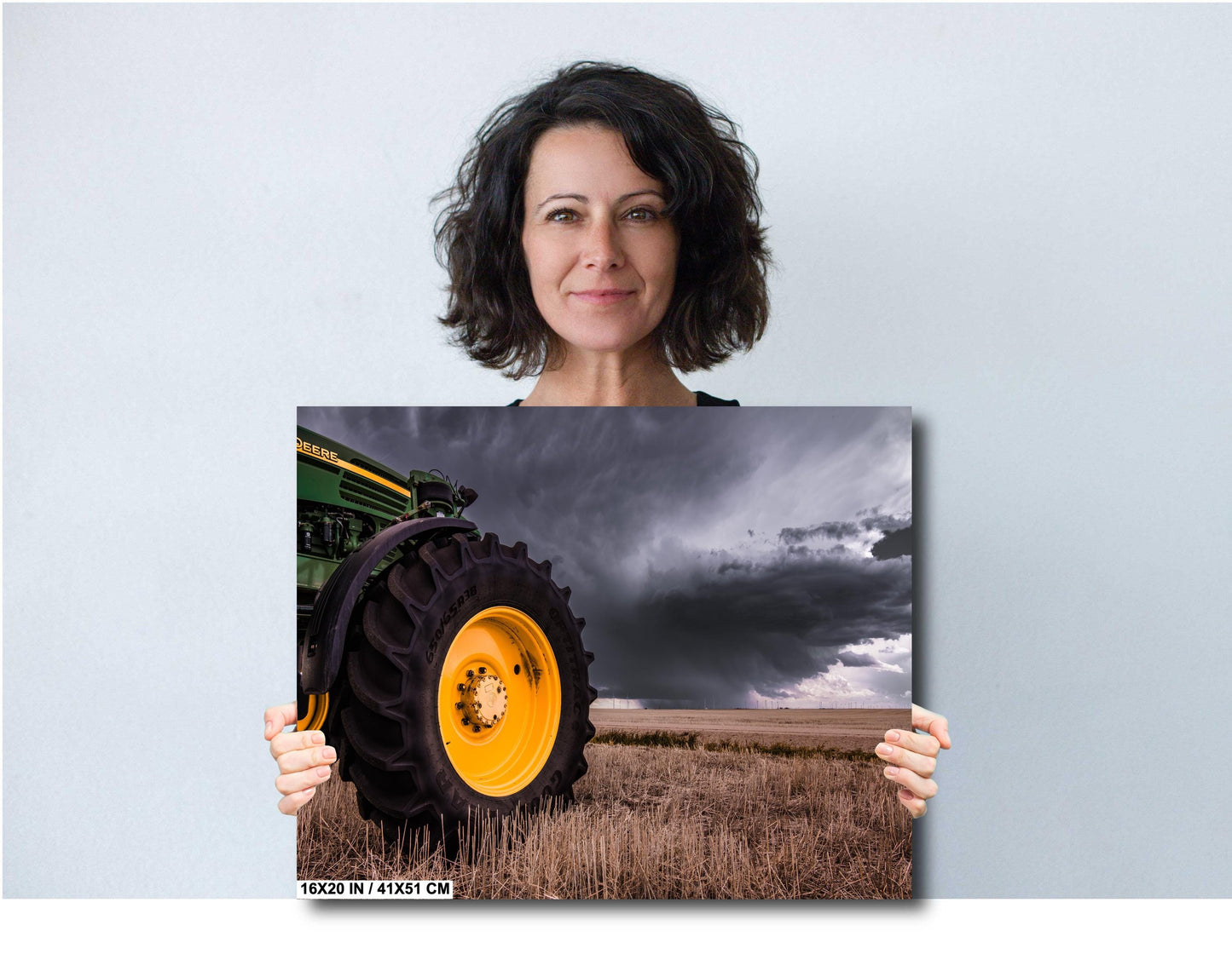 John Deere Tractor Wall Art – Rustic Farmhouse Canvas Print & Metal Decor Gift