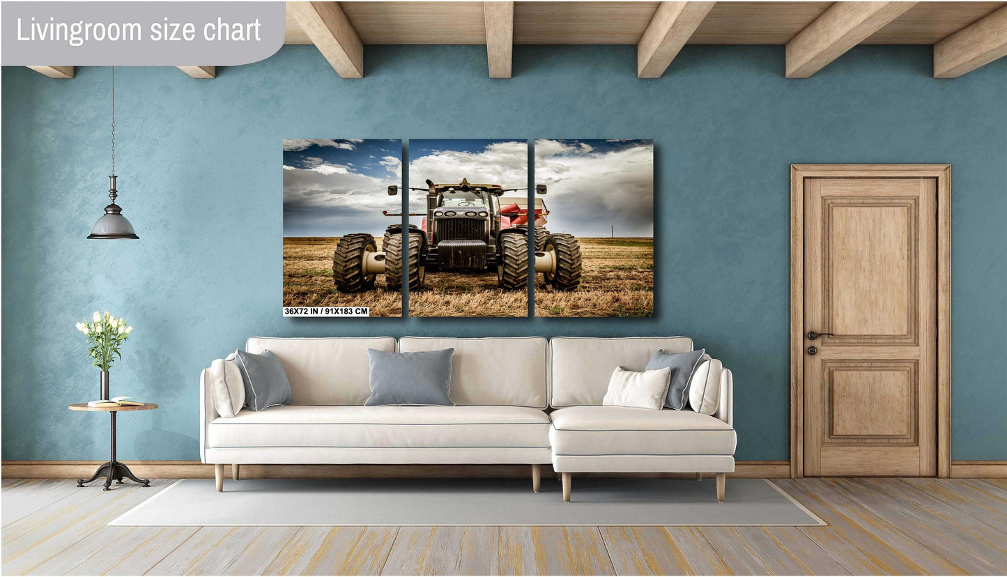 Rustic Tractor Wall Art - Farm Equipment Print | Country Landscape Decor Canvas