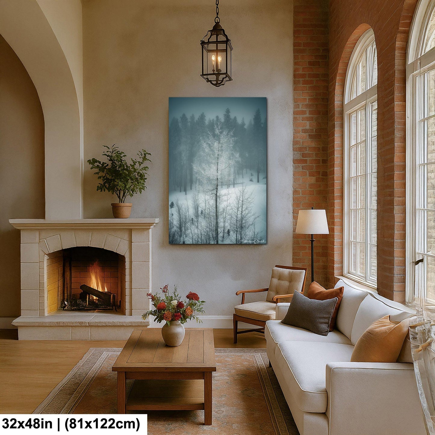 Winter Landscape Wall Art - Snowy Aspen Trees, Cozy Feel
