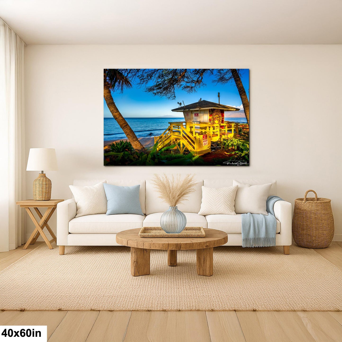 Maui Lifeguard Post Wall Art - Tropical Coastal Print | Ready to Hang Canvas