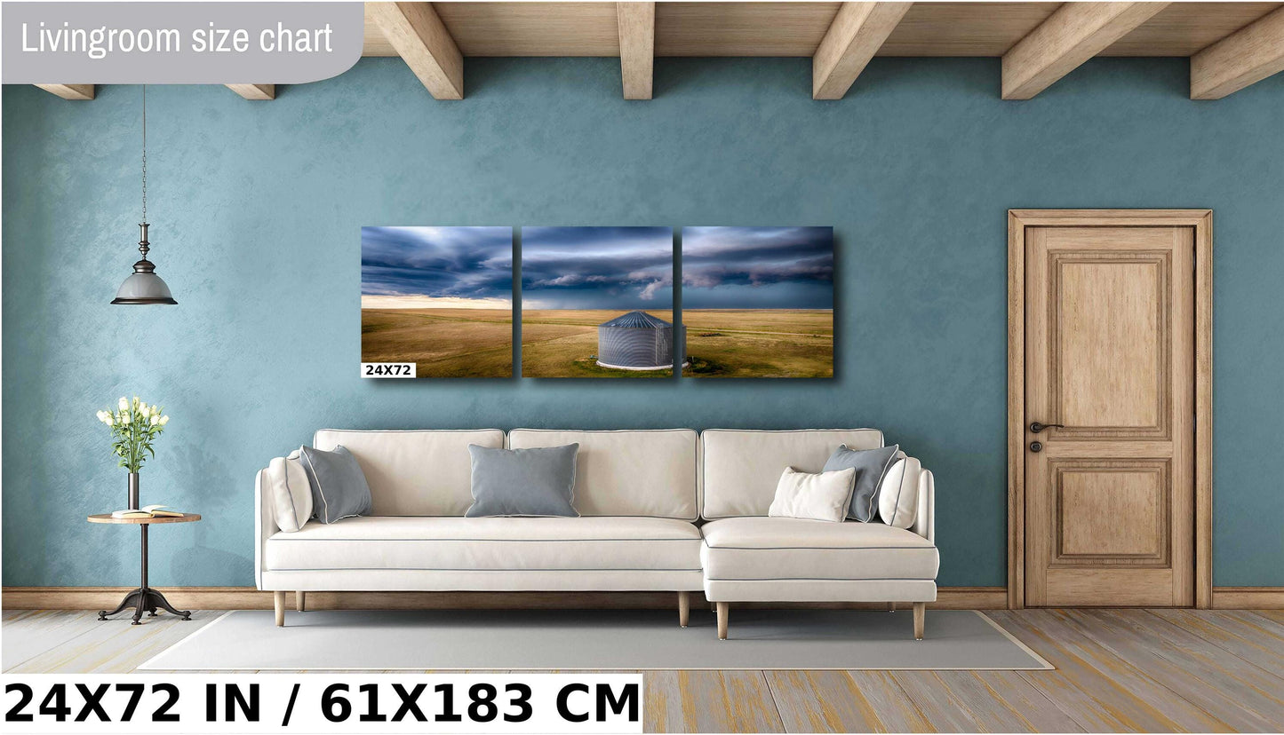 Storm Over Farm Print - Dramatic Landscape Art | Moody Sky Photography Canvas