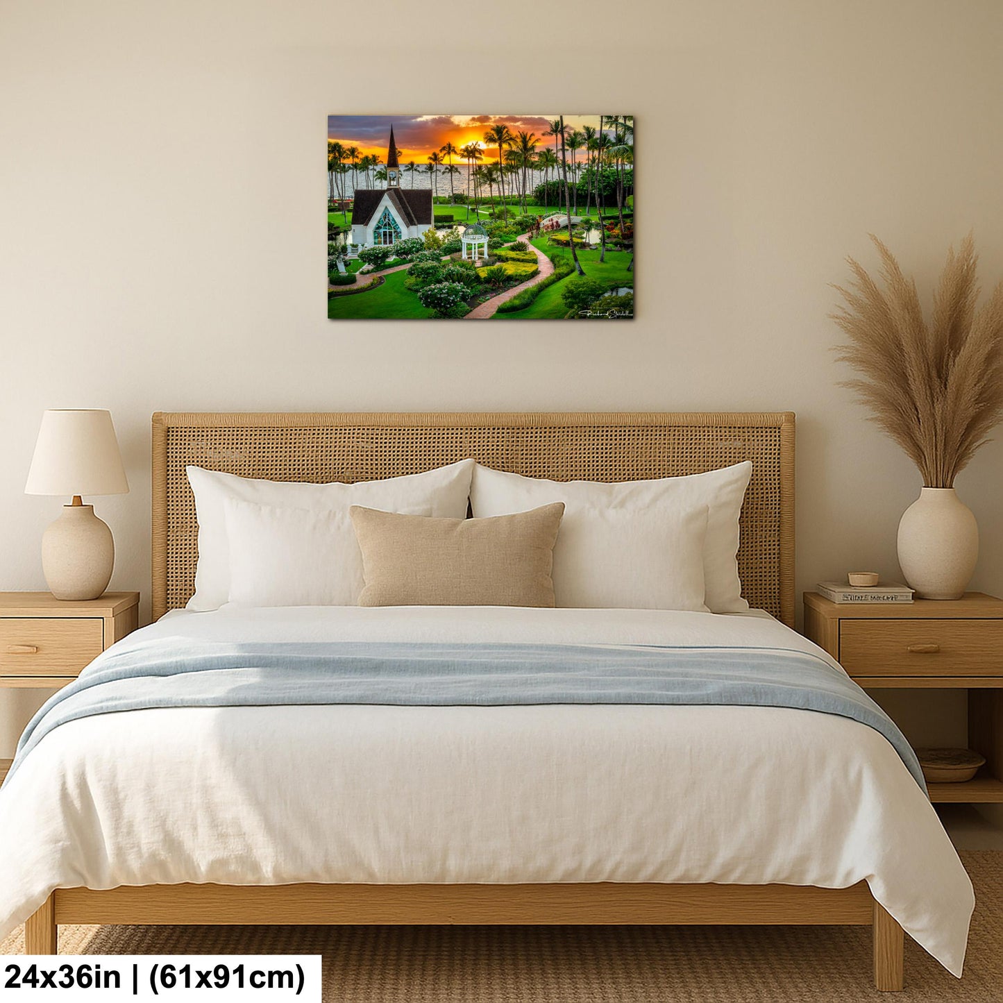 Wailea Chapel Maui Print - Tropical Sunset Art | Ready to Hang Canvas