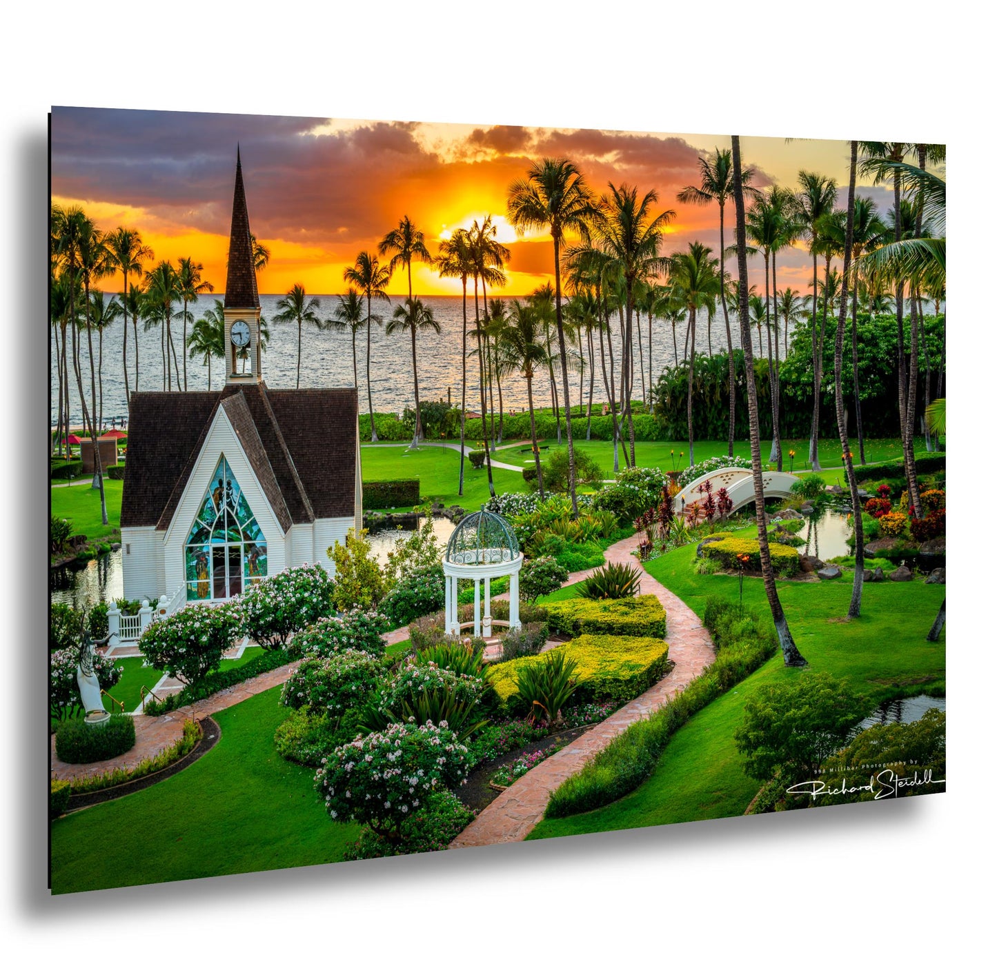 Wailea Chapel Maui Print - Tropical Sunset Art | Ready to Hang Canvas