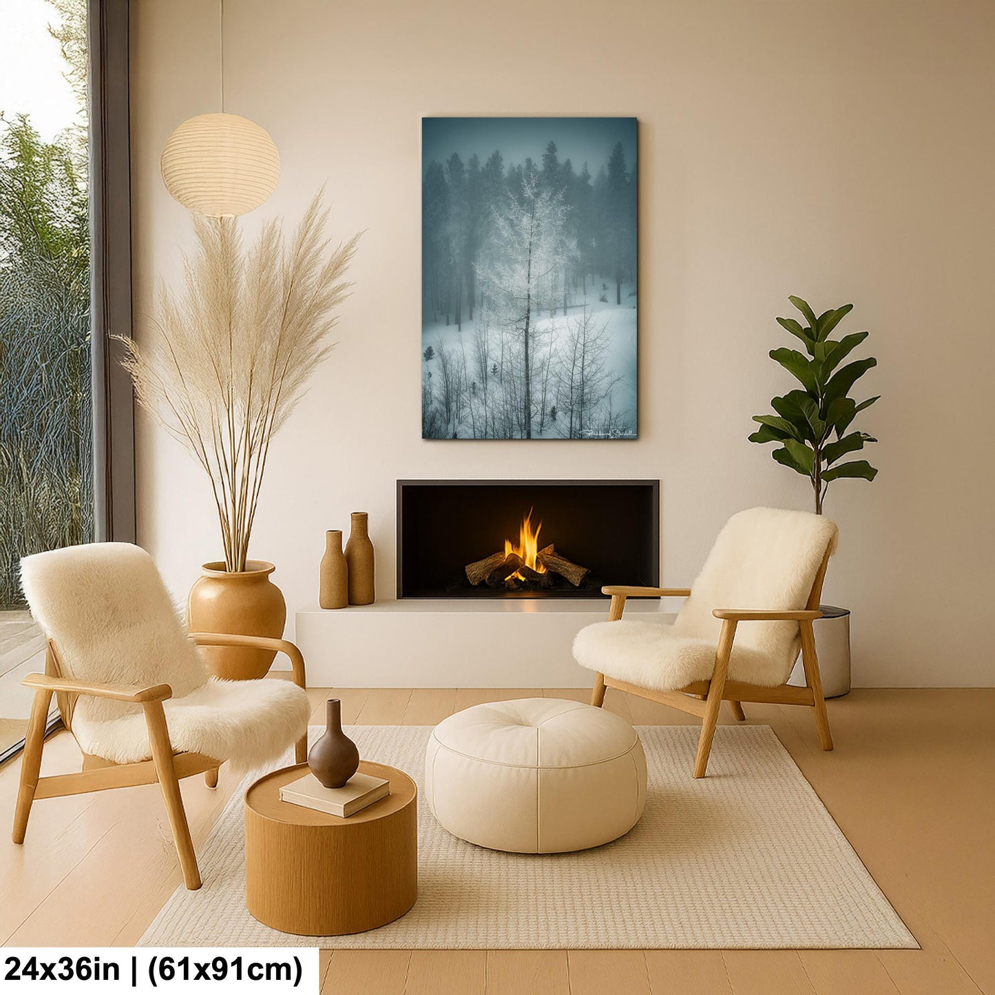 Winter Landscape Wall Art - Snowy Aspen Trees, Cozy Feel