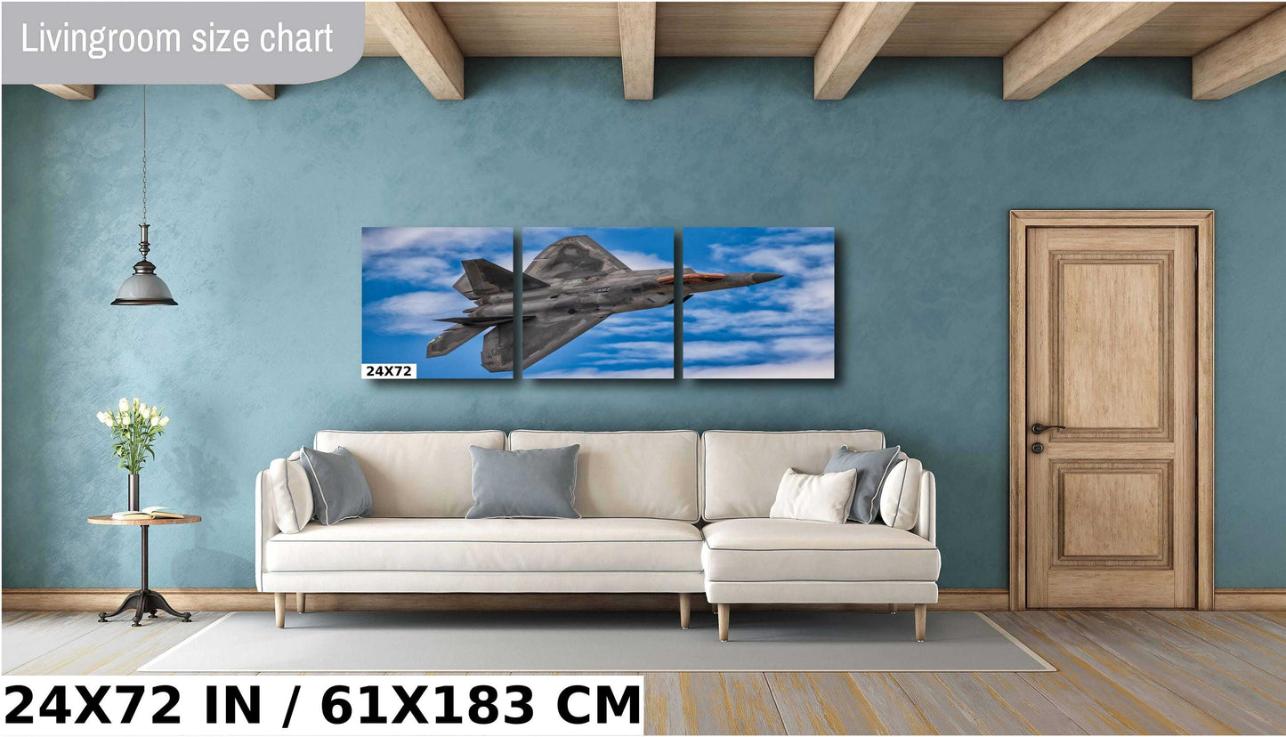 F22 Raptor Wall Art – Military Aircraft Decor | Stealth Jet Canvas Print