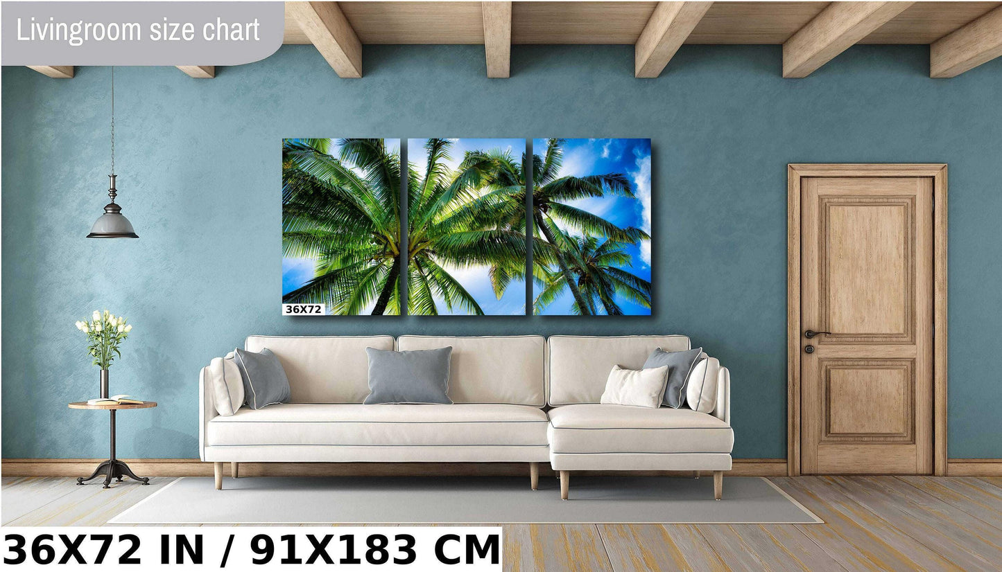 Tropical Wall Decor | Coastal Home Decor - Maui Palm Tree Art Canvas Print