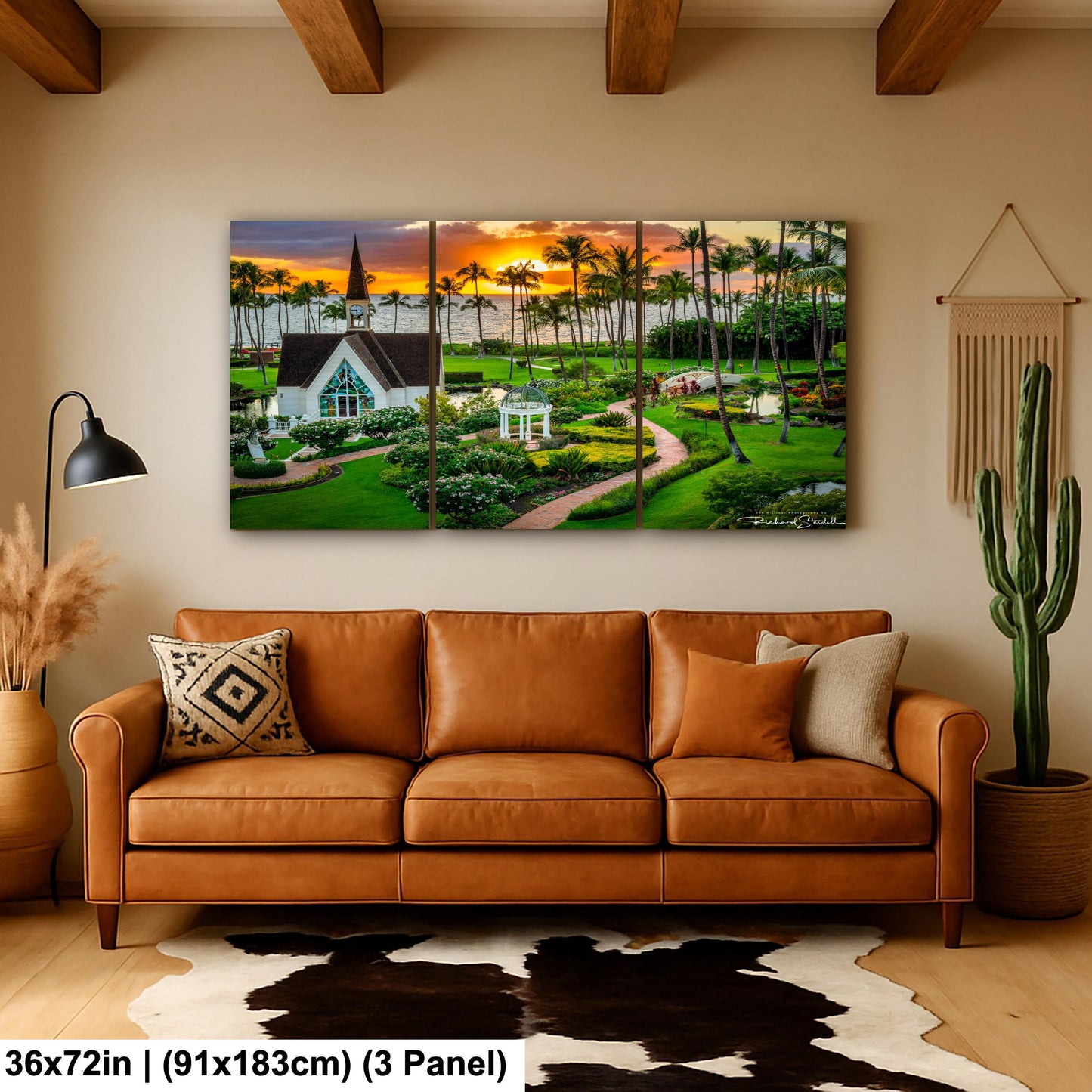 Wailea Chapel Maui Print - Tropical Sunset Art | Ready to Hang Canvas