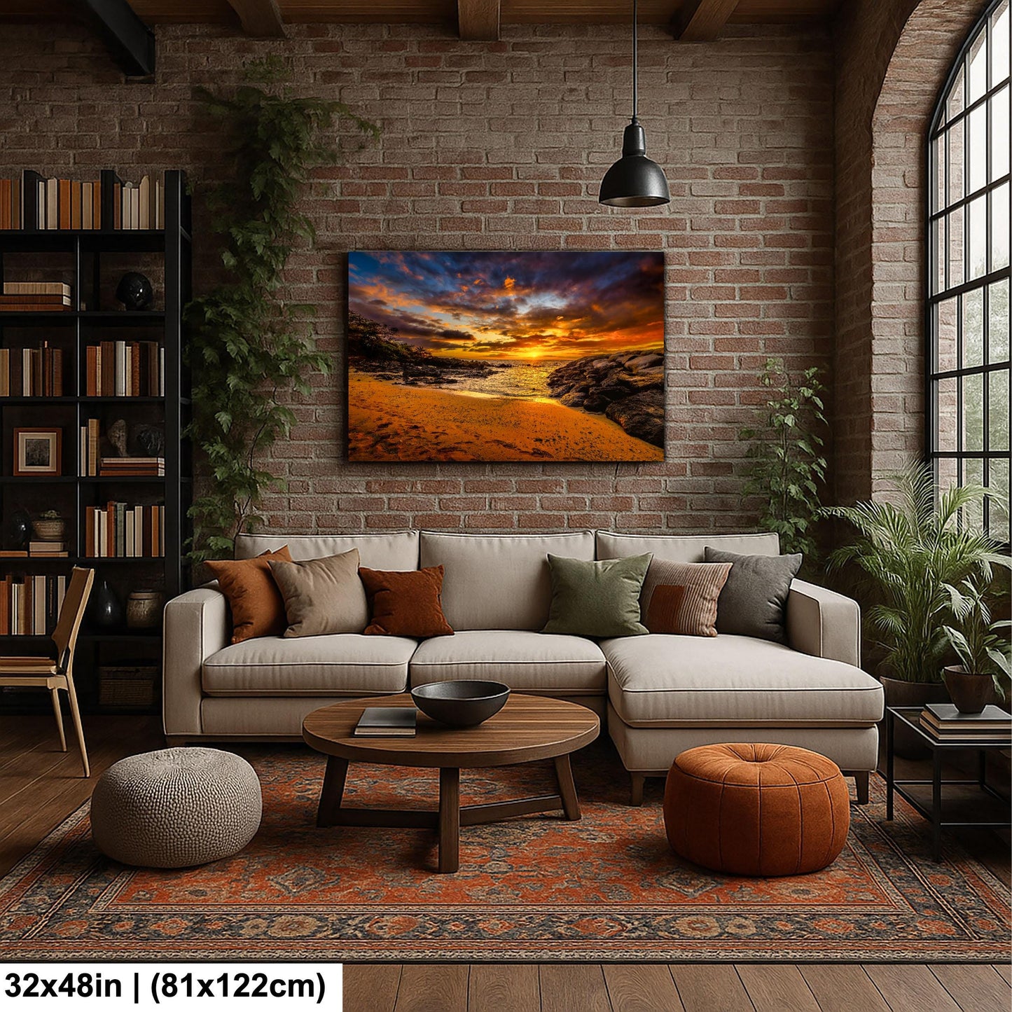 Sunset Wall Art - Maui Beach Print | Tropical Palm Artwork on Ready to Hang Canvas