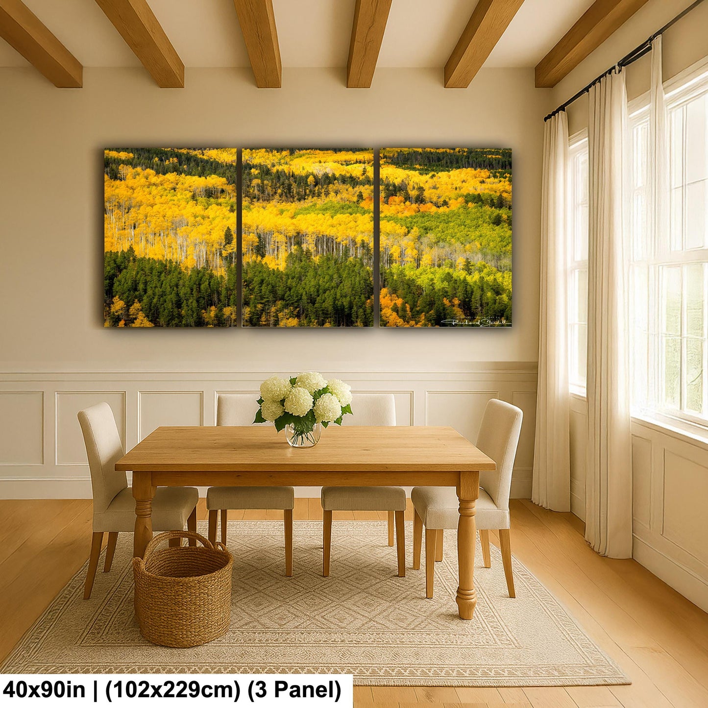 Colorado Aspen Tree Print - Rustic Autumn Mountain Wall Art With Golden Leaves