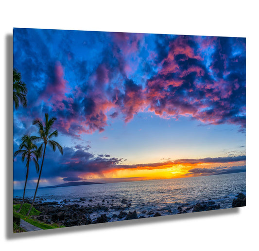Maui Sunset Photo Print - Hawaii Wall Art | Palm Trees Canvas | Tropical Beach Decor