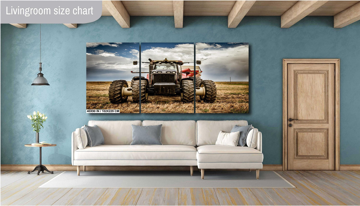 Rustic Tractor Wall Art - Farm Equipment Print | Country Landscape Decor Canvas